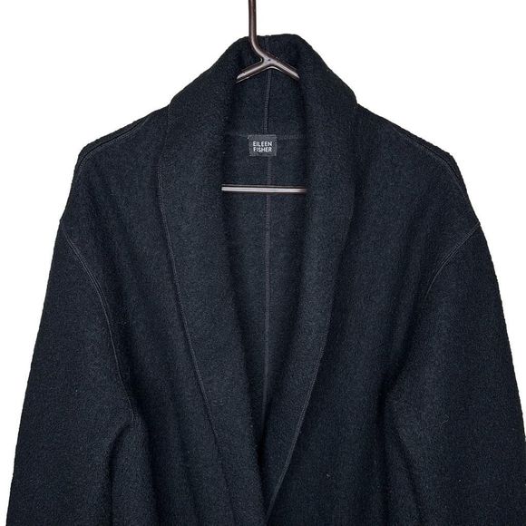 Eileen Fisher Wool Boiled Long Coat Large - Picture 2 of 8